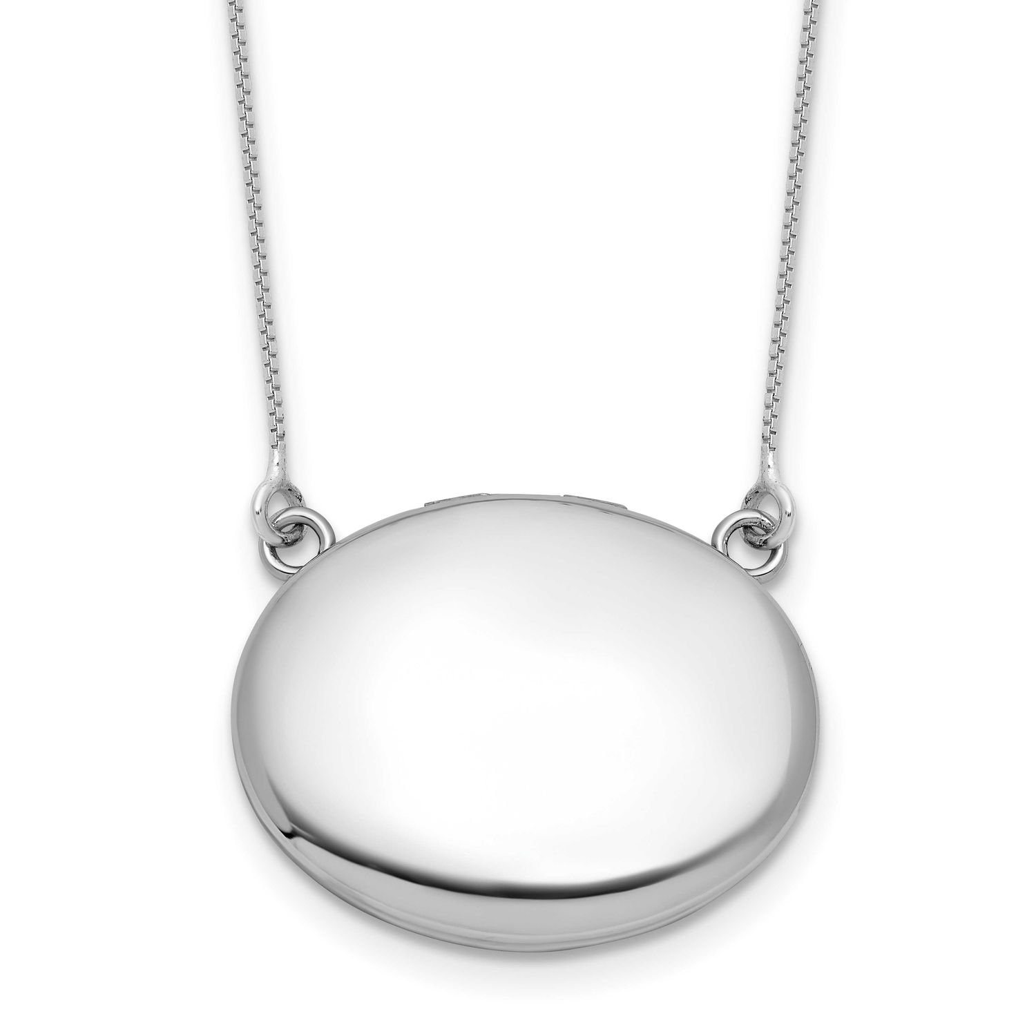 Brushed/Polished 20mm Oval Locket with 2 Inch Extender Necklace Sterling Silver Rhodium-plated QLS1…