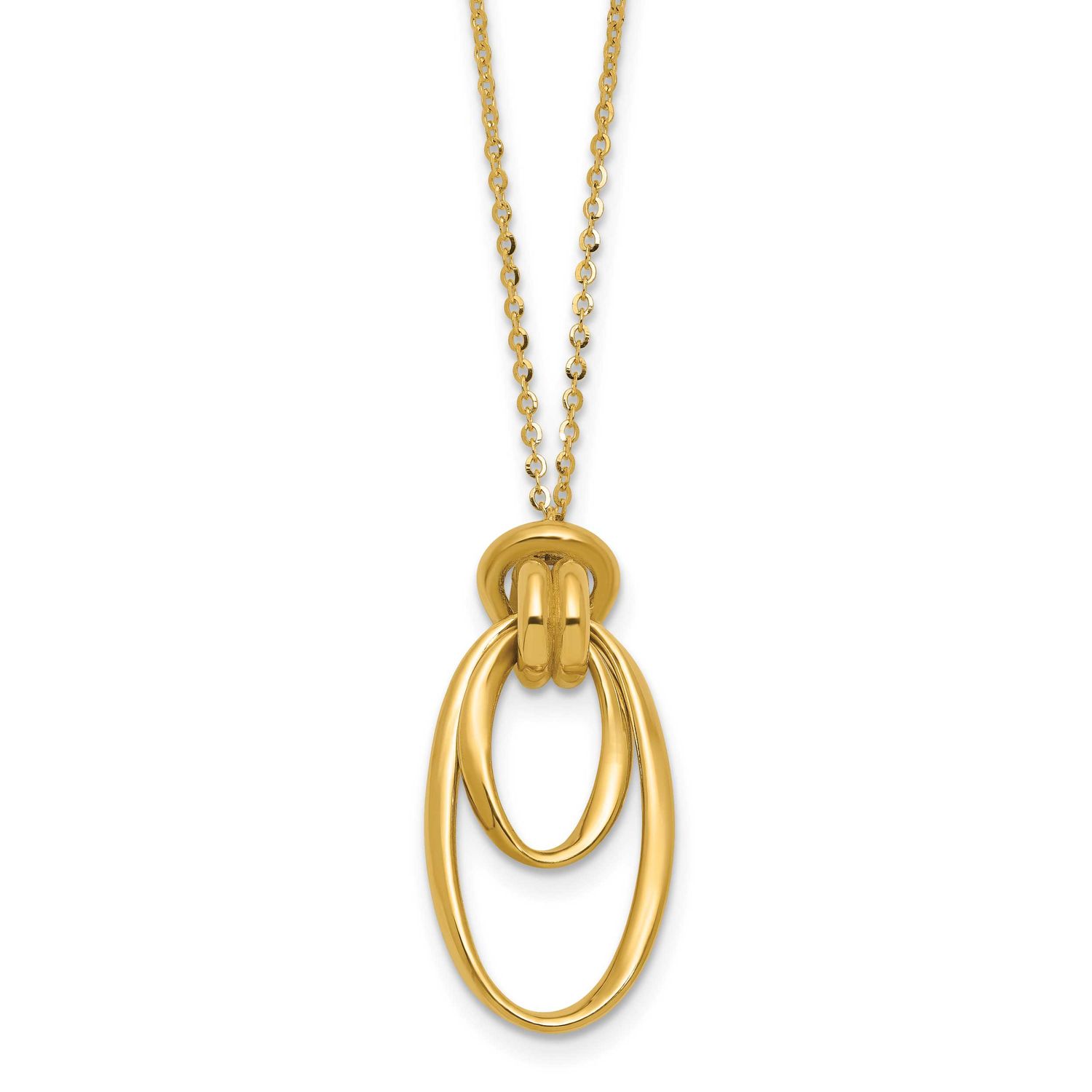 Fancy Ovals with 2 Inch Extender Necklace 14k Gold Polished LF2203-16