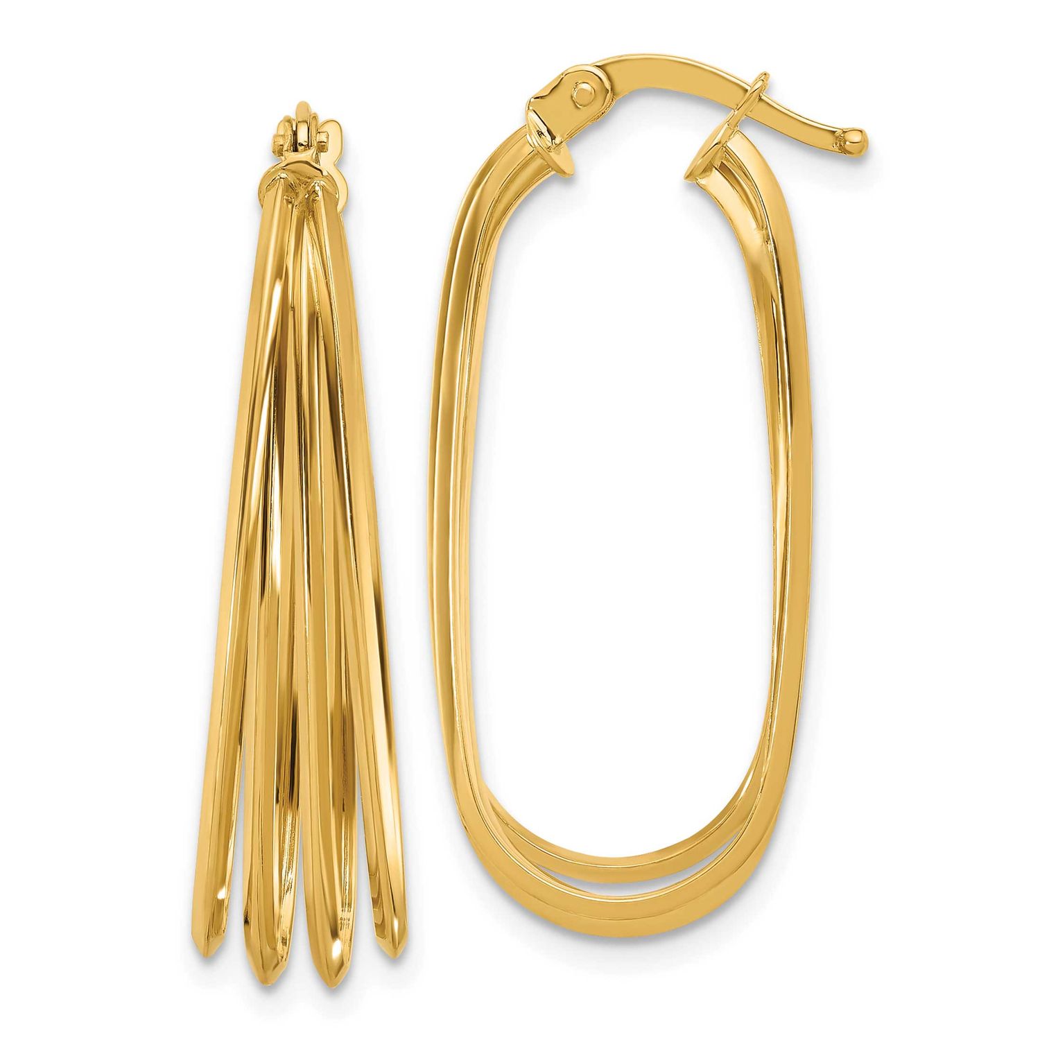 Oval Hoop Earrings 14k Gold Polished LE2664 196904337684