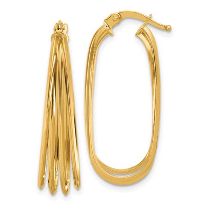 Oval Hoop Earrings 14k Gold Polished LE2664 196904337684