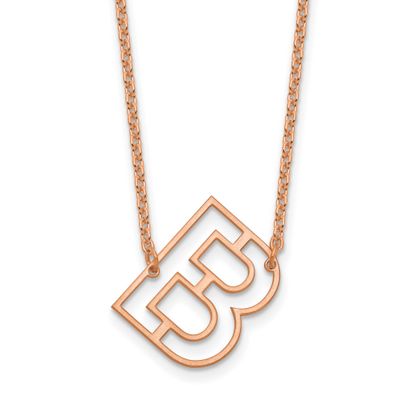 Rose Gold-Plated Sideways Cut Out Initial B Necklace Sterling Silver XNA1473RP/B
