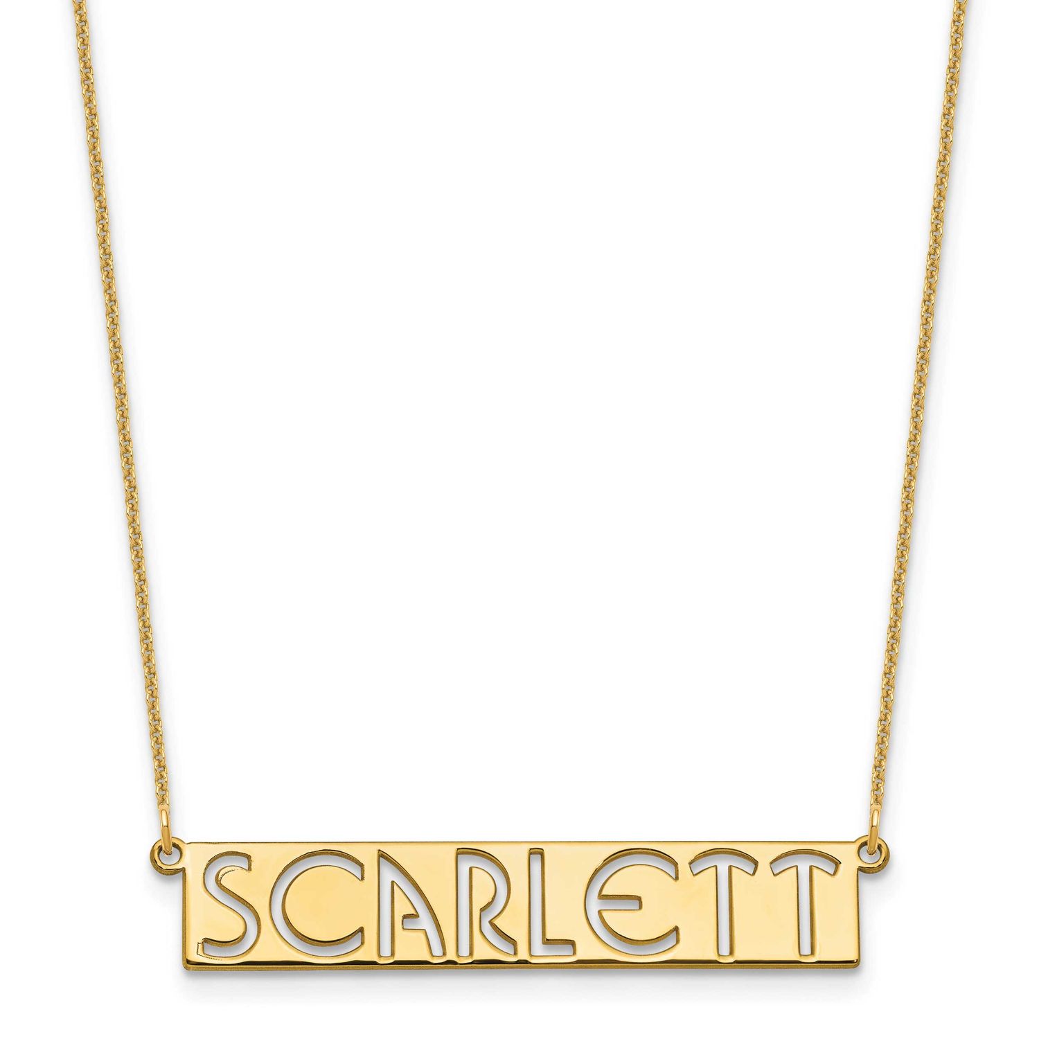 7-9 Letter Cut-Out Name Bar Necklace 14k Gold XNA1528Y