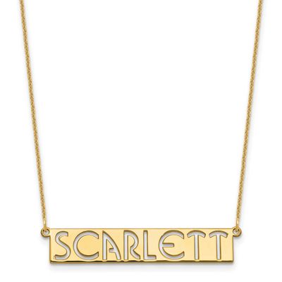 7-9 Letter Cut-Out Name Bar Necklace 14k Gold XNA1528Y