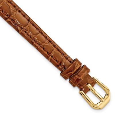 Debeer 10mm Havana Alligator Grain Leather with Gold-Tone Buckle 6.75 Inch Watch Band BA24-10 88677…