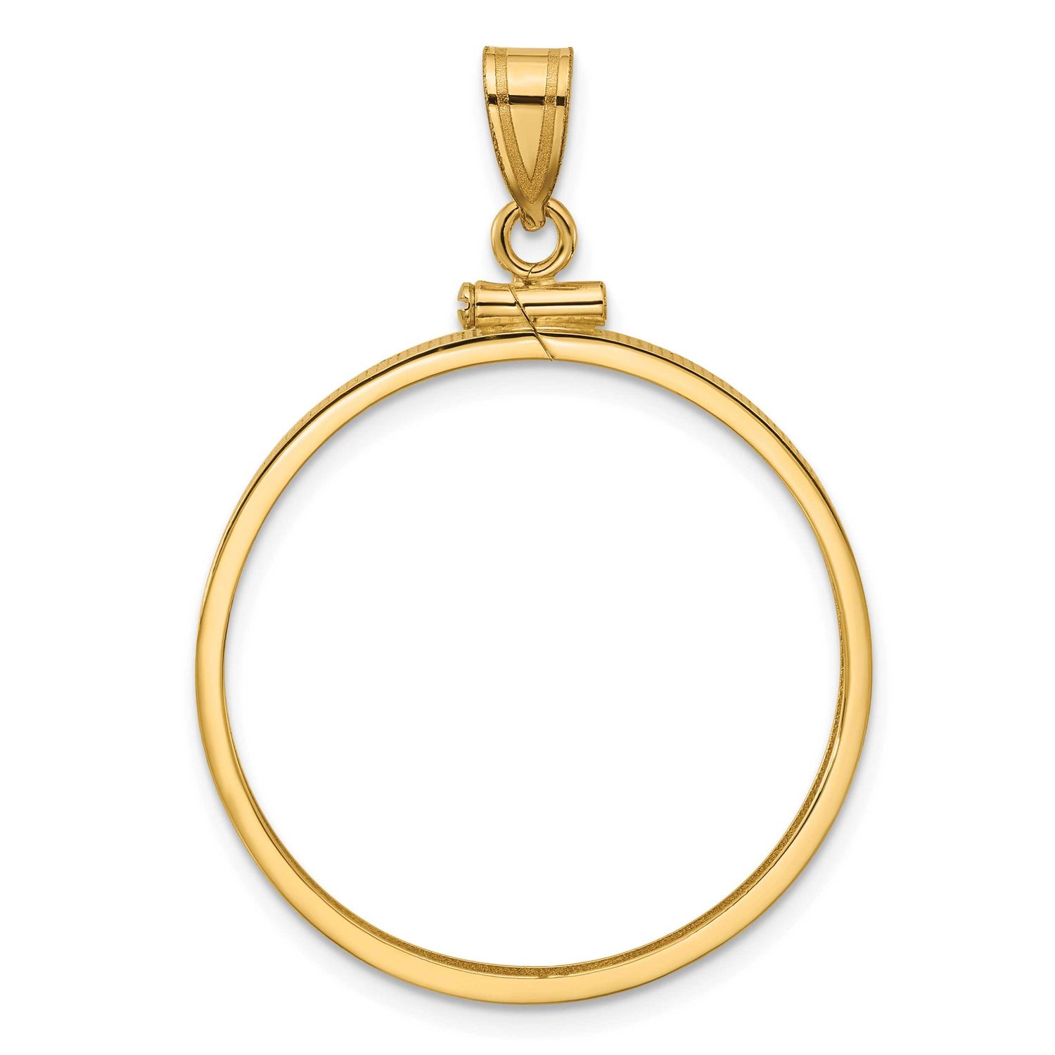 27.5mm x 2.1mm Screw Top Coin Bezel Pendant 10k Gold Polished 10C1885/27.5