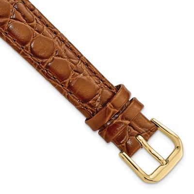 Debeer 14mm Havana Alligator Grain Leather with Gold-Tone Buckle 6.75 Inch Watch Band BA24-14 88677…