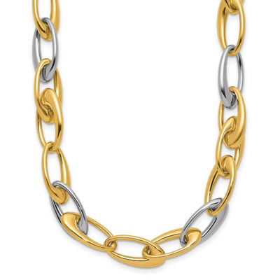 Tapered Oval Link Necklace 14k Two-tone Gold Polished LF2237-18