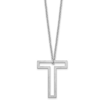 Cut Out Slide Initial T Necklace 14k White Gold XNA1474W/T