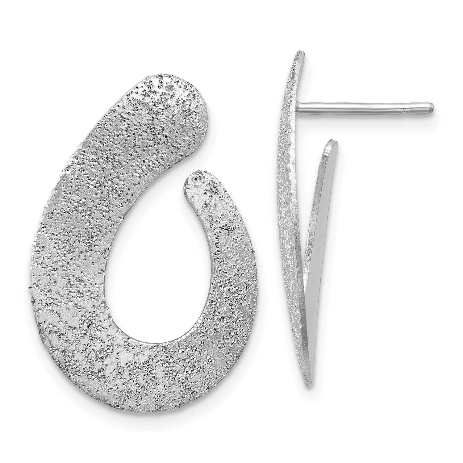 Radiant Essence Textured Tapered Teardrop Post Earrings Sterling Silver QLE1578