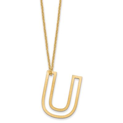 Cut Out Slide Initial U Necklace 14k Gold XNA1474Y/U