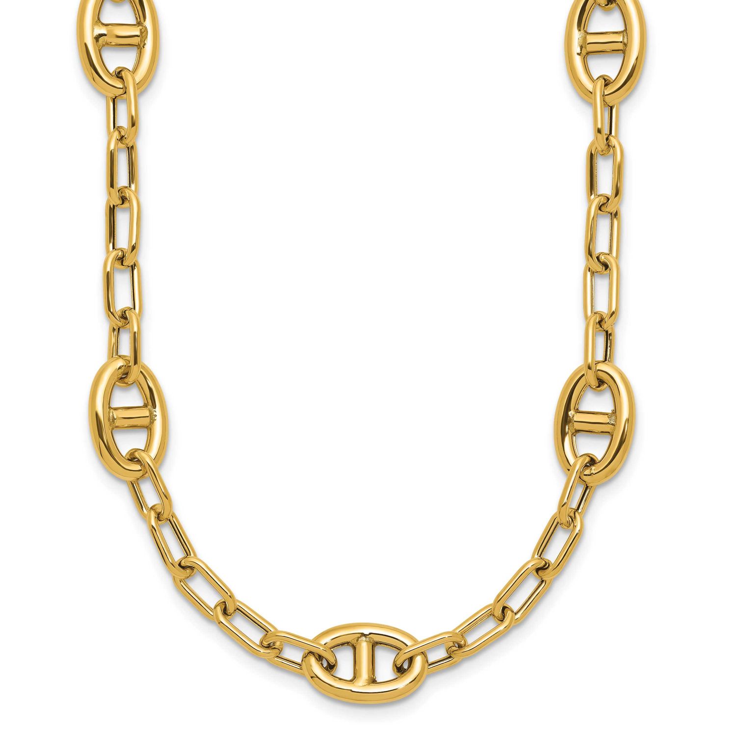 Fancy Anchor Link Necklace 14k Gold Polished LF2231-18 196904317419