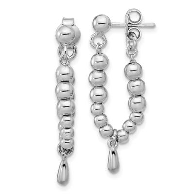 Ball Dangle Post Earrings Sterling Silver Rhodium-plated QLE1511 196904322246