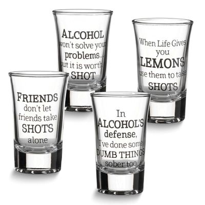 Lillian Rose Set of 4 Party Shot Glasses with Assorted Sayings GM23949 710309458654