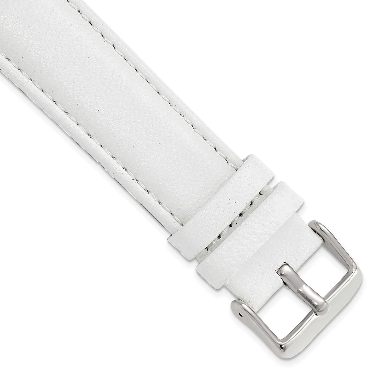 Debeer 22mm White Glove Leather with Silver-Tone Panerai Style Buckle 7.75 Inch Watch Band BAW197-2…