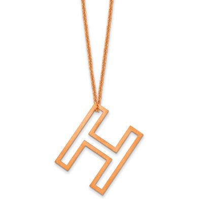 Cut Out Slide Initial H Necklace 14k Rose Gold XNA1474R/H