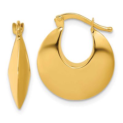 Round Hoop Earrings 14k Gold Polished LE2874