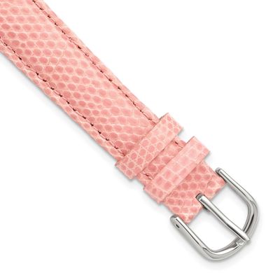 Debeer 19mm Rose Genuine Lizard Leather with Silver-Tone Buckle 7.5 Inch Watch Band 325-19