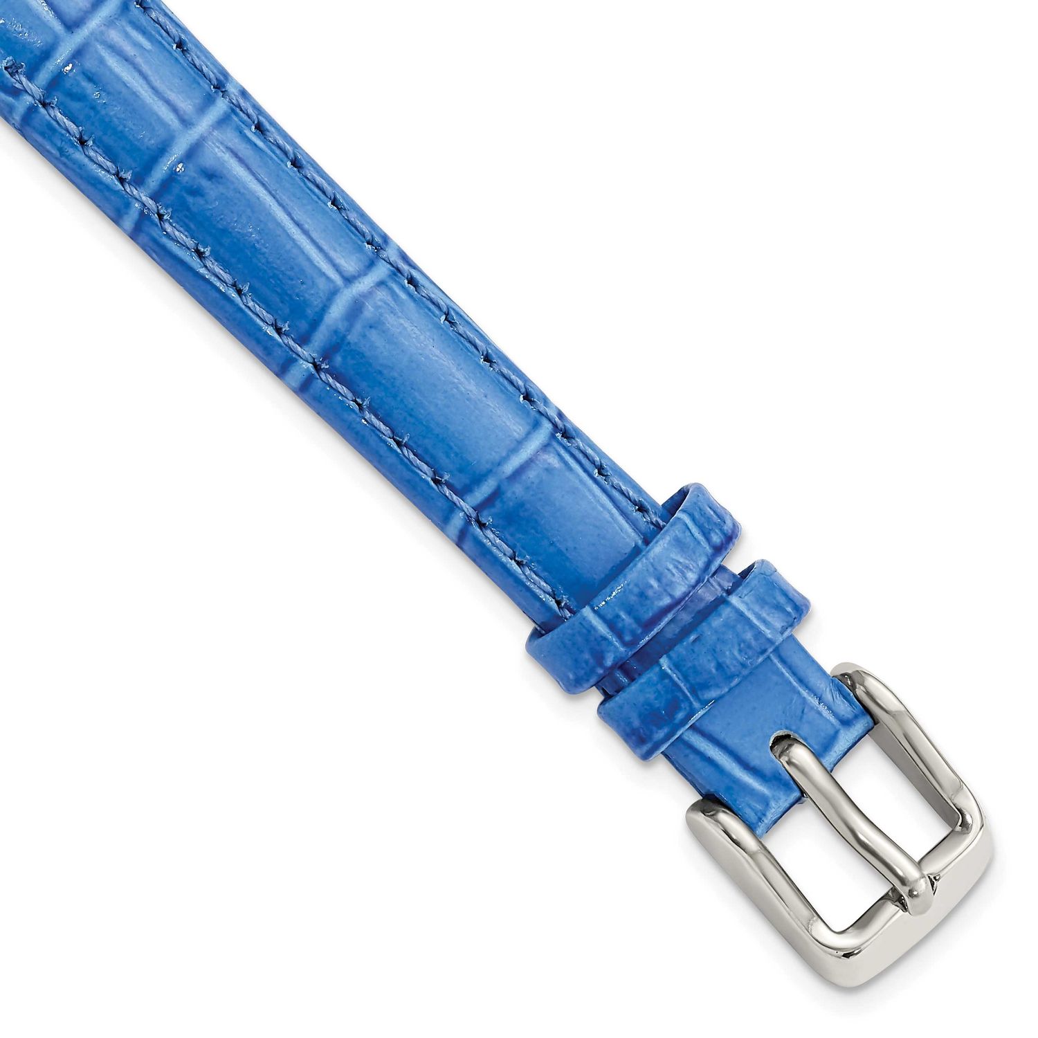 Debeer 12mm Blue Crocodile Grain Chronograph Leather with Silver-Tone Buckle 6.75 Inch Watch Band B…