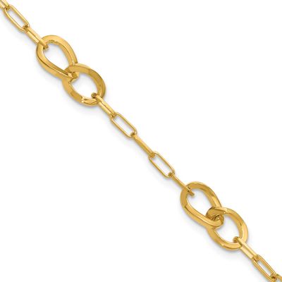 Fancy Link with 1 Inch Extender Bracelet Sterling Silver Gold-plated QLF1414-6.5 196904318256