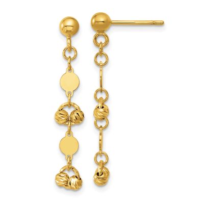 Diamond-Cut Beaded Fancy Circles Post Dangle Earrings 14k Gold Polished LE2916 196904315897