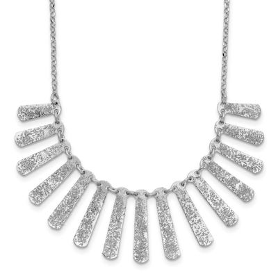 Radiant Essence Pol/Textured Bars with 2 Inch Extender Necklace Sterling Silver QLF1474-18