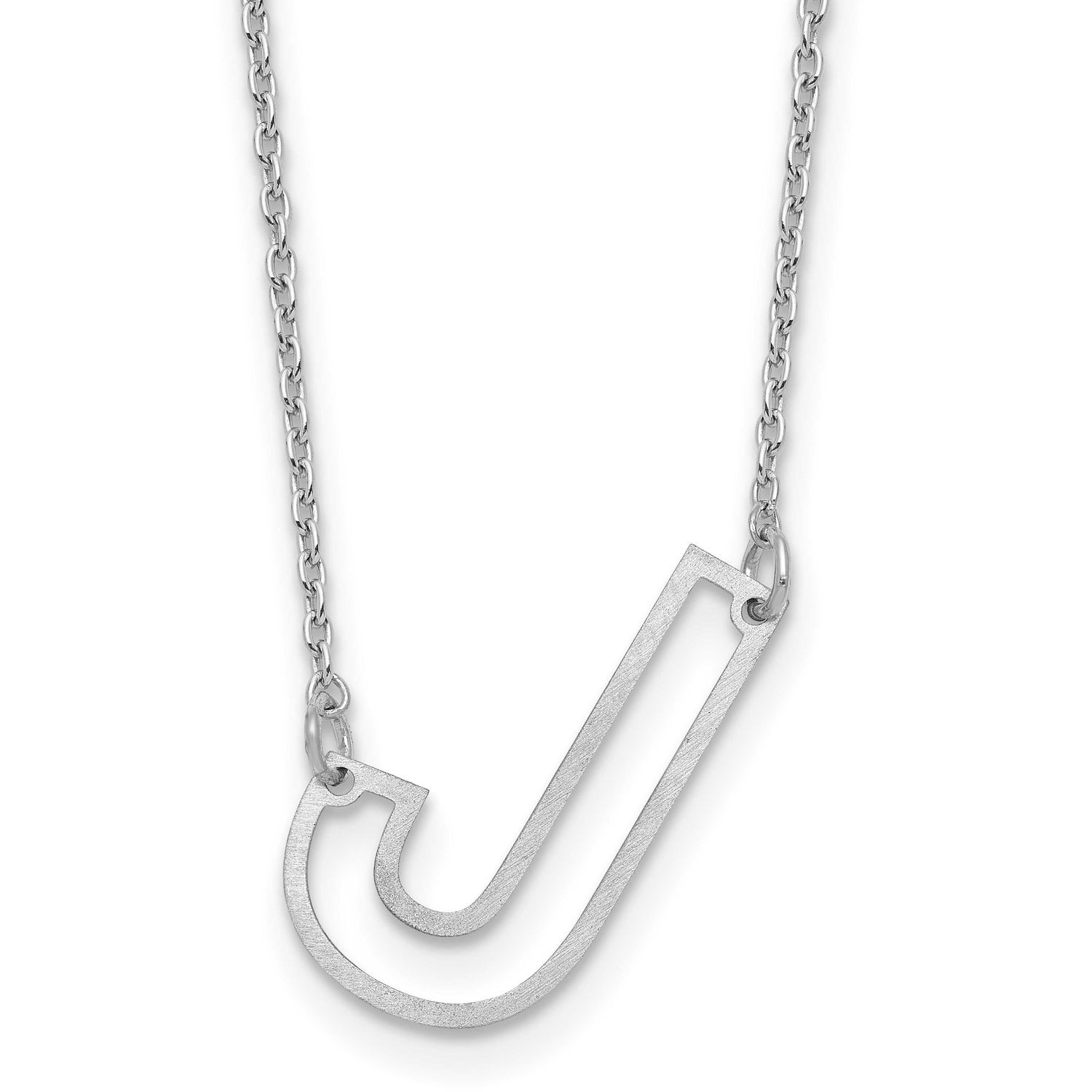Sideways Cut Out Initial J Necklace 10k White Gold 10XNA1473W/J