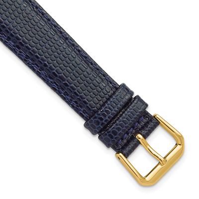 Debeer 19mm Navy Lizard Grain Leather with Gold-Tone Buckle 7.5 Inch Watch Band 25Y-19 196904354452