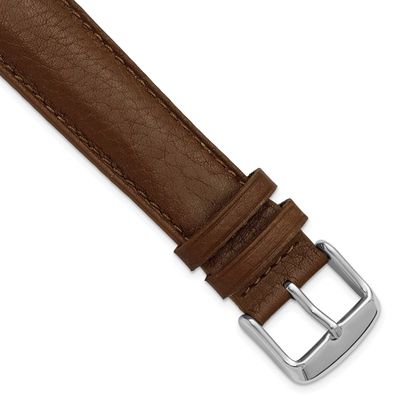 Debeer 22mm Brown Natural Grain Leather Stitched with Silver-Tone Buckle 7.5 Inch Watch Band BA572-…