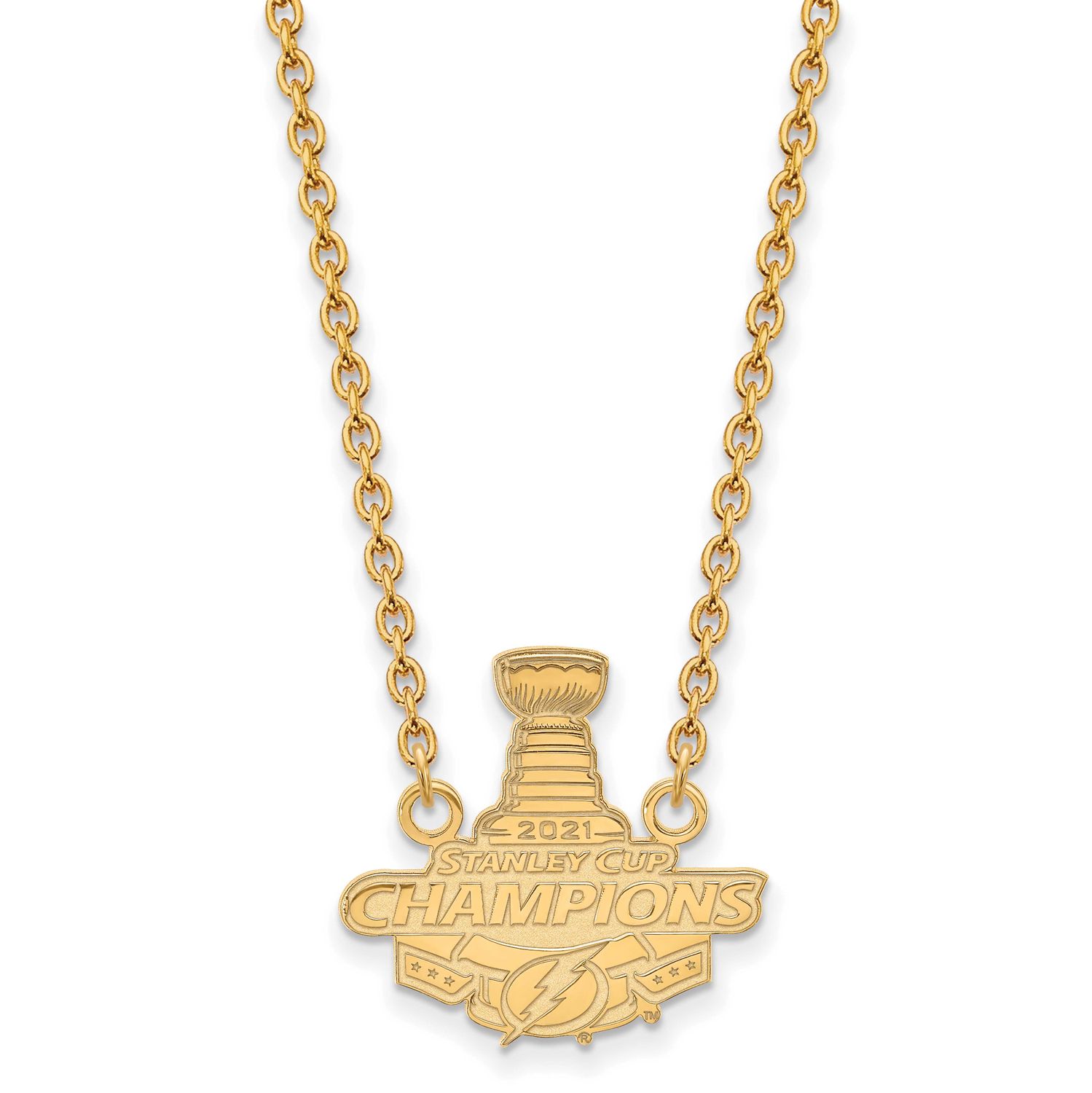 2021 Stanley Cup Champions Tampa Bay Lightning Large Pendant with Necklace Gold-plated GP007LIG21-18