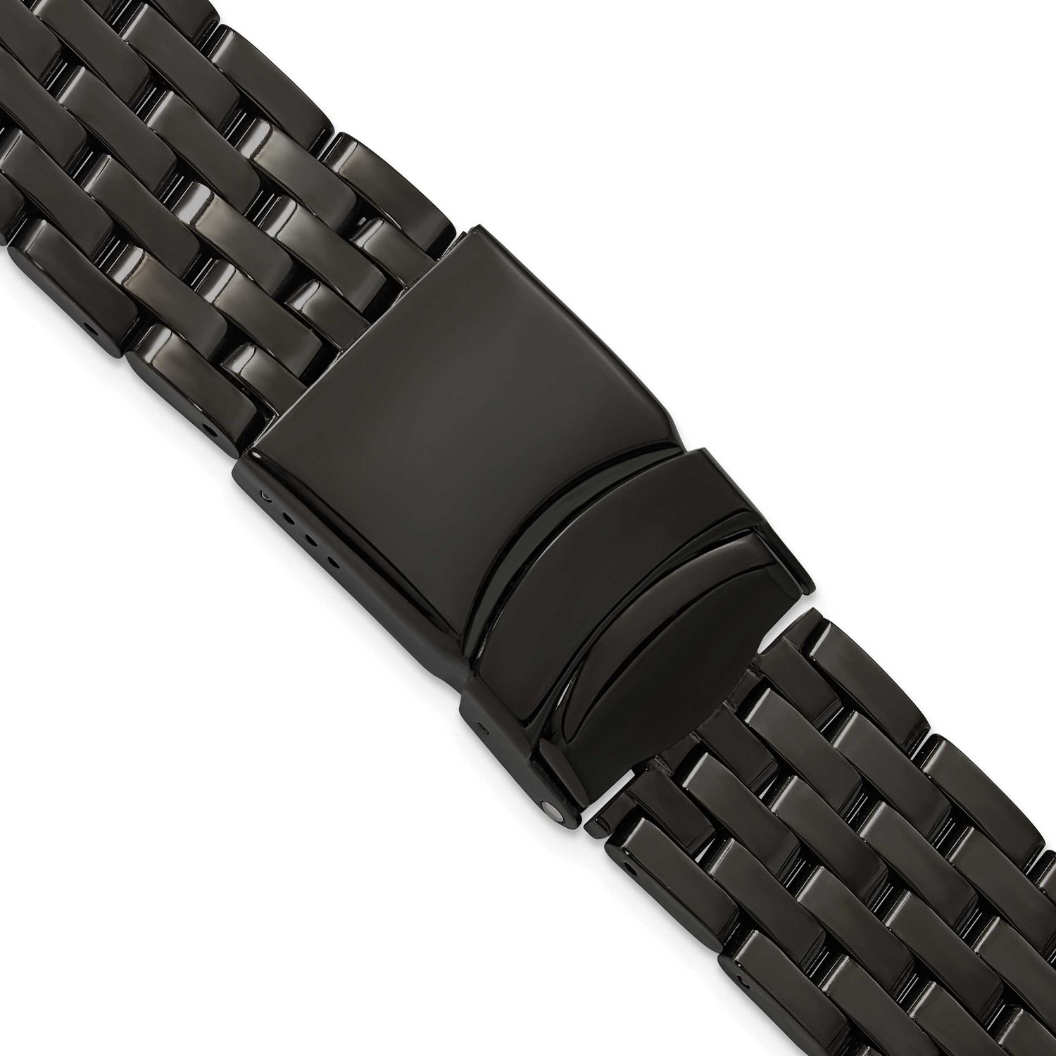 Debeer 20mm Black Pvd-Plated Stainless Steel Breitling Navitimer Style Solid Link with Deployment B…