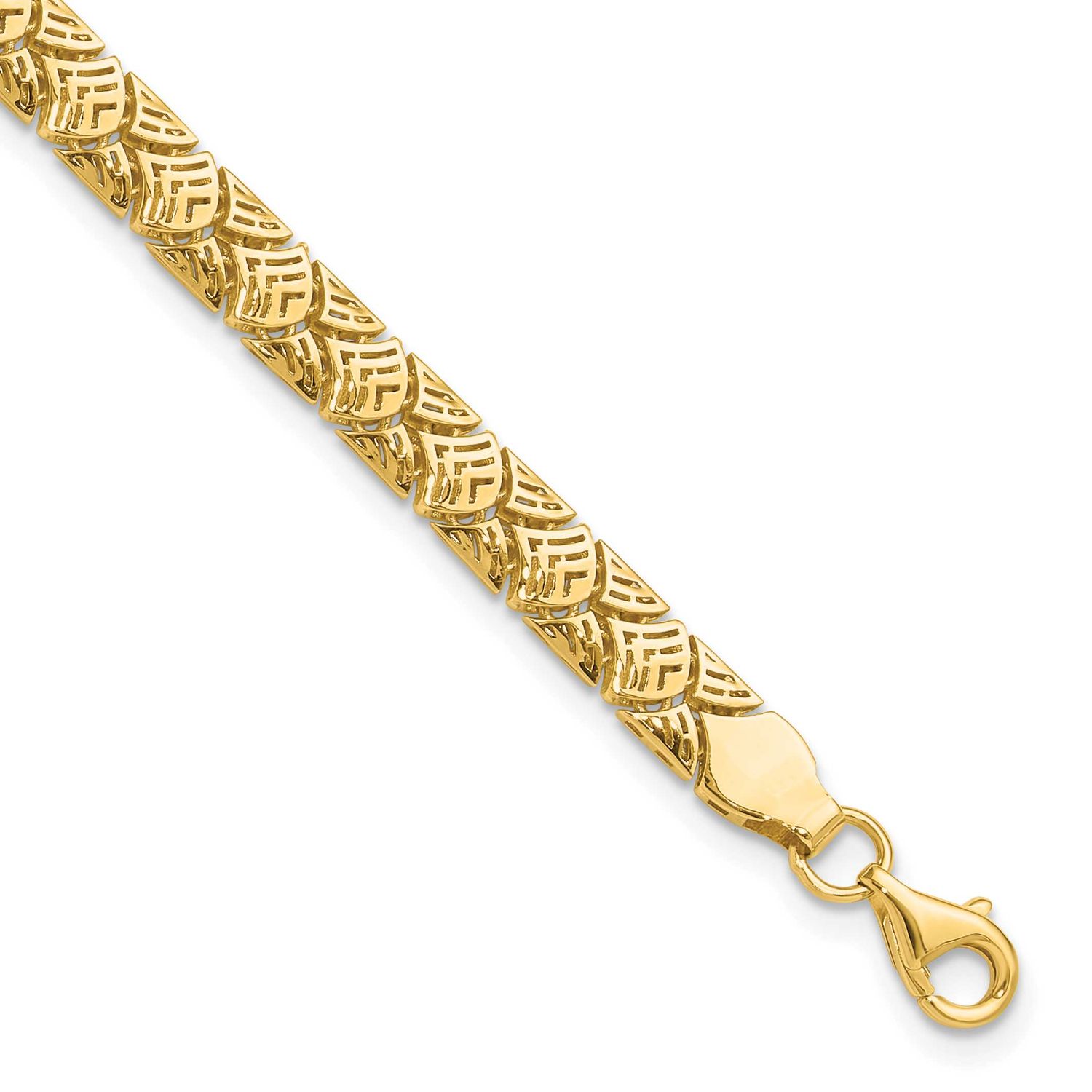 Fancy Mermaid Pattern with 1 Inch Extender Bracelet 10k Gold Polished 10LF622-7.5 196904333860