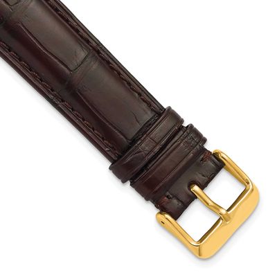 Debeer 18mm Brown Matte Genuine Alligator Chrono Leather with Gold-Tone Buckle 7.5 Inch Watch Band …