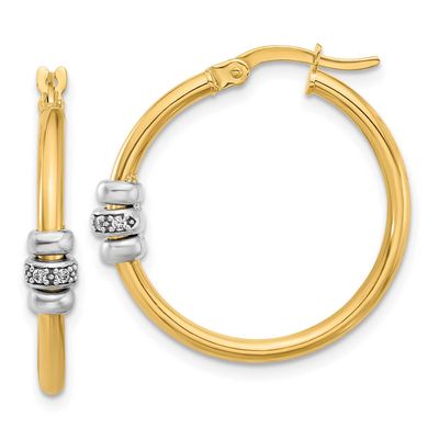 CZ Hoop Earrings 14k Two-tone Gold Polished LE2562 196904341056