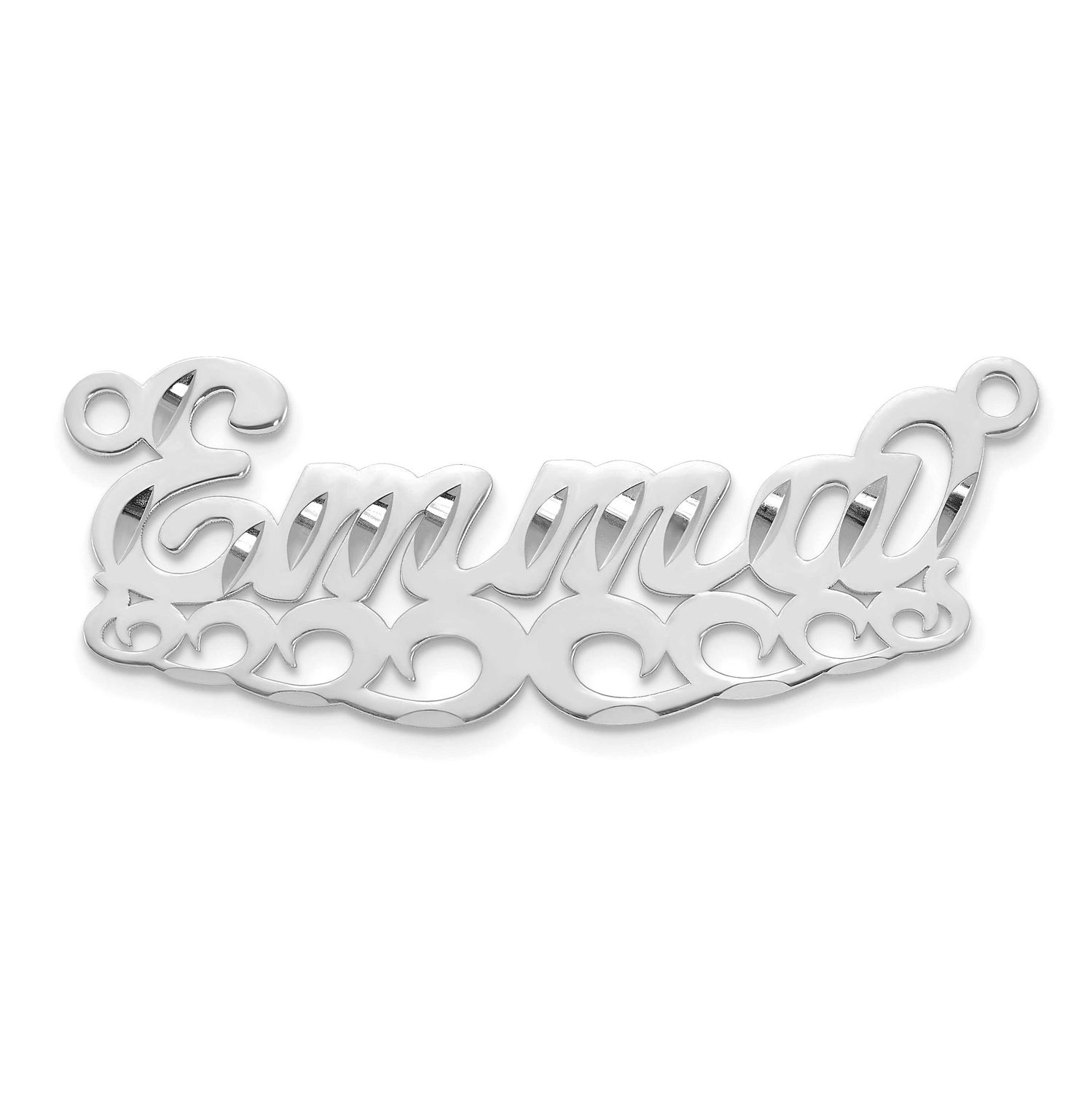 Diamond-Cut Wave Name Plate Sterling Silver Rhodium-plated XNA1540SS