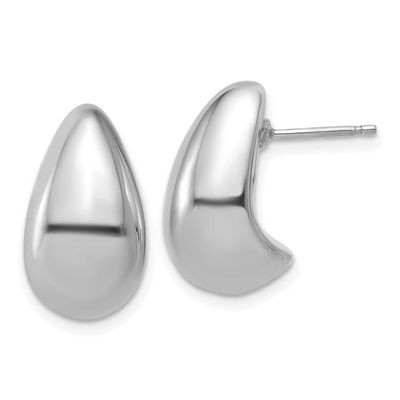 Polished Puff Teardrop Post Earrings Sterling Silver Rhodium-plated QLE1581