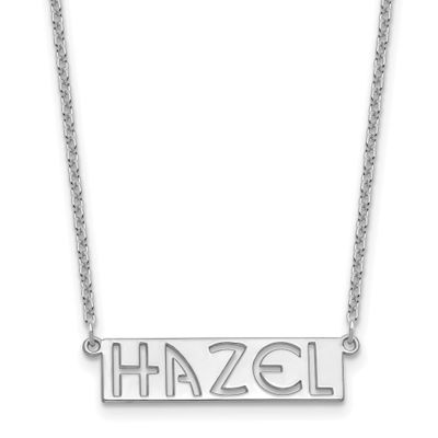 4-6 Letter Cut-Out Name Bar Necklace Sterling Silver Rhodium-plated XNA1527SS