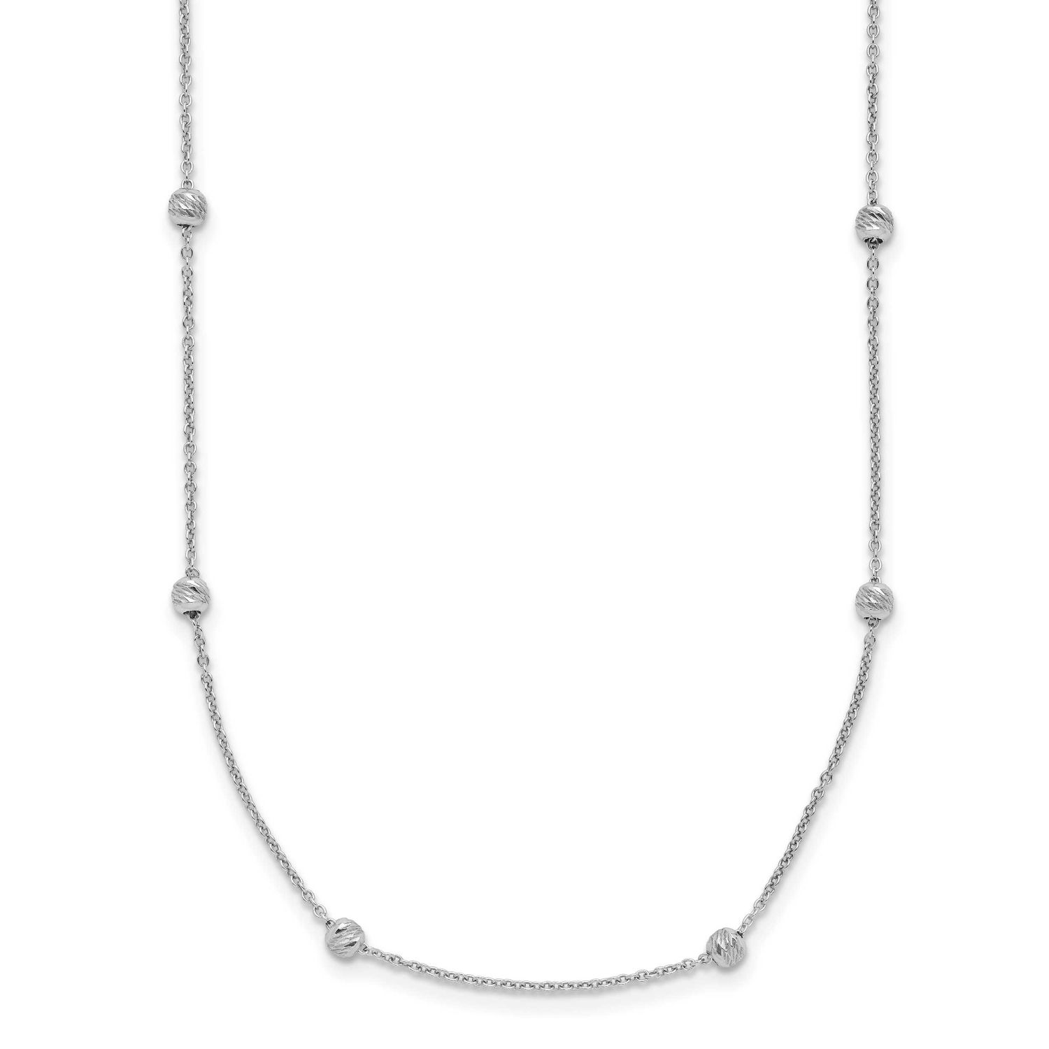 Diamond-Cut Beaded 17 Inch with 2 Inch Extender Necklace 14k White Gold Polished LF568-17 196904342…