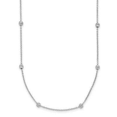 Diamond-Cut Beaded 17 Inch with 2 Inch Extender Necklace 14k White Gold Polished LF568-17 196904342…