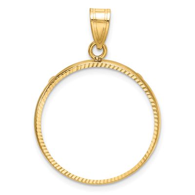 Diamond-Cut 22.0mm Prong Coin Bezel Pendant 10k Gold Polished 10C1801D/22.0