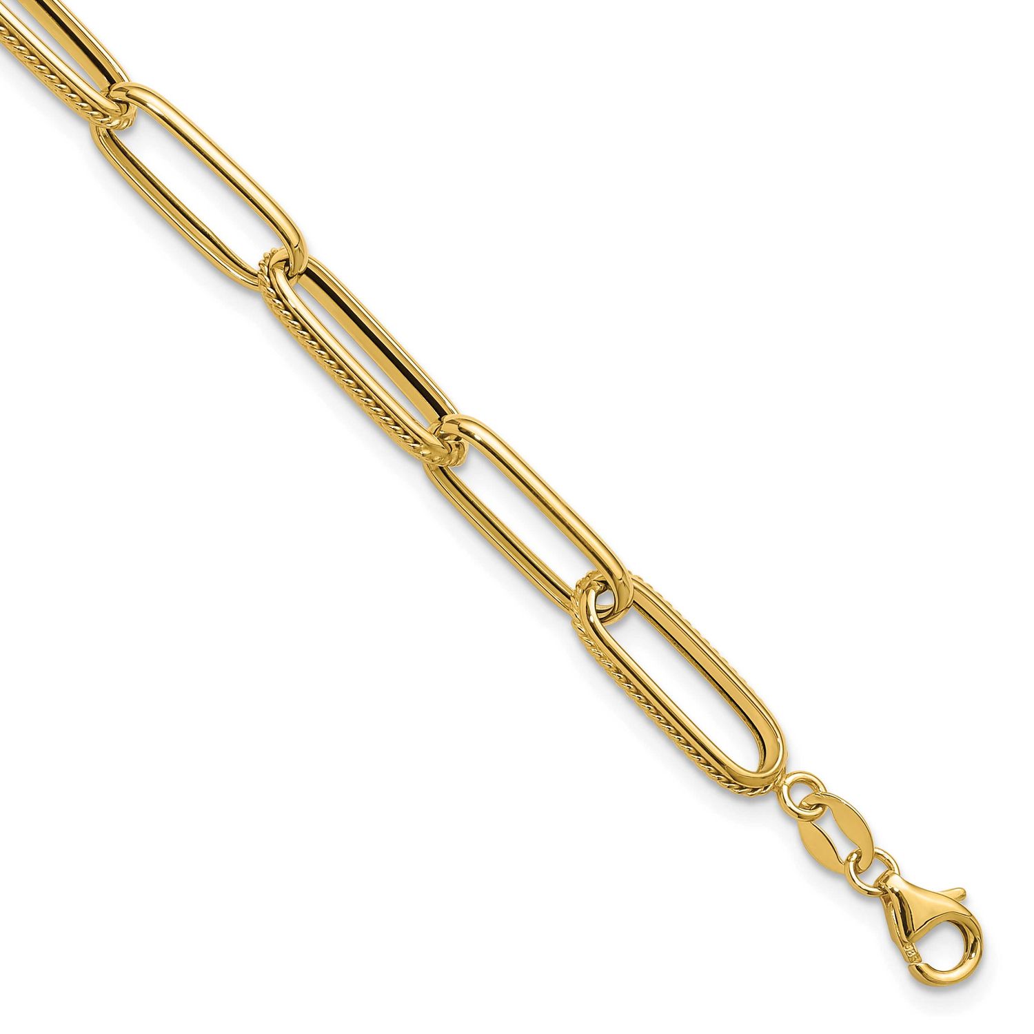Fancy Link Bracelet 14k Gold Polished LF2021-7.75 196904272756