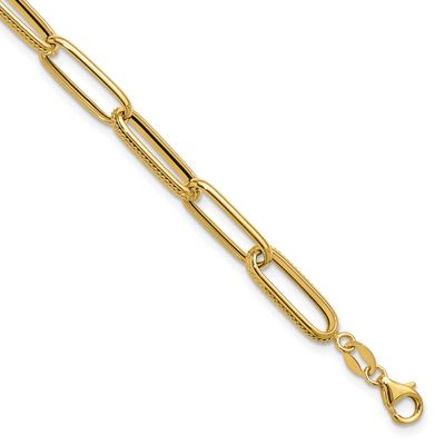 Fancy Link Bracelet 14k Gold Polished LF2021-7.75 196904272756