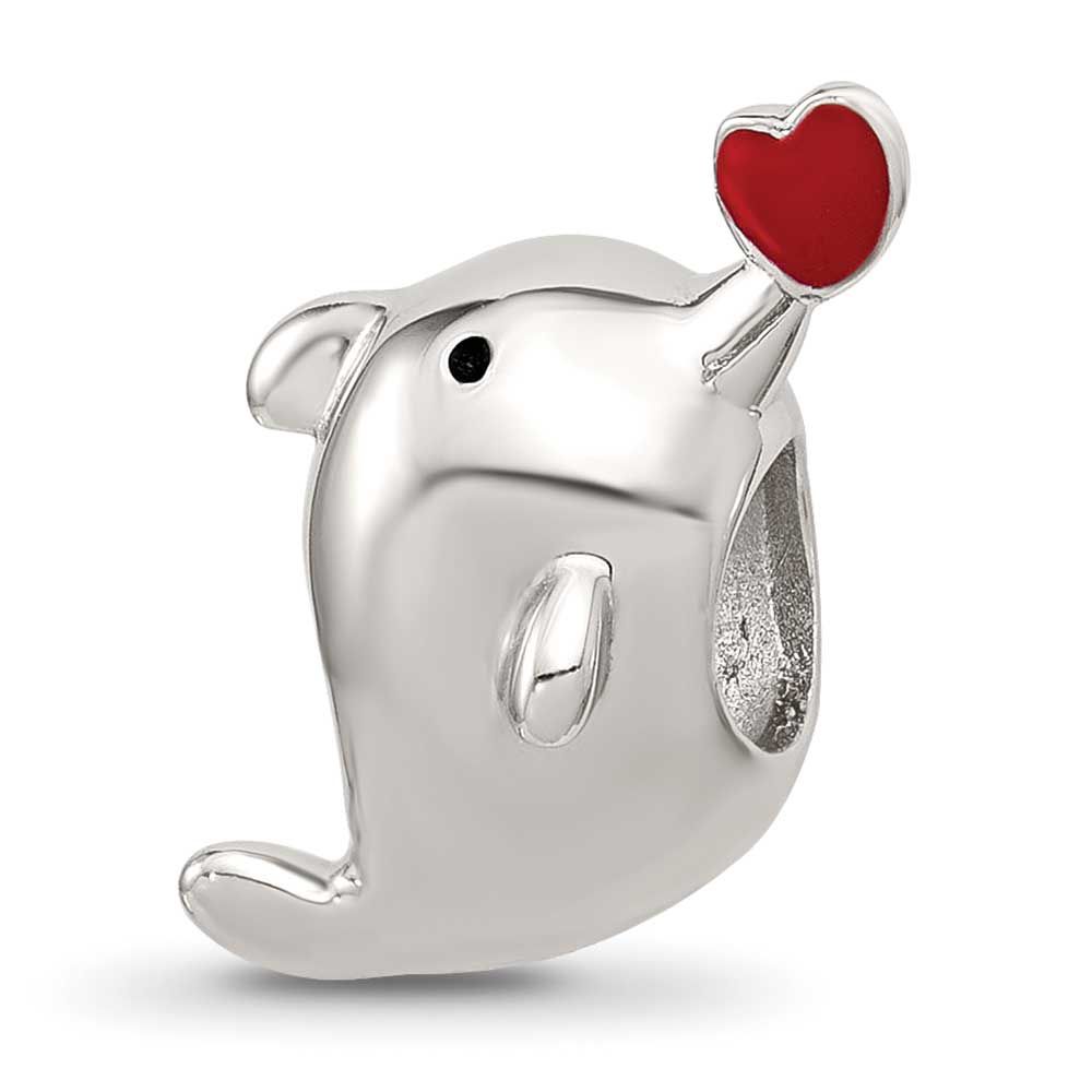 Enamel Dolphin Blowing Heart Bead Sterling Silver QRS4560 196904279434