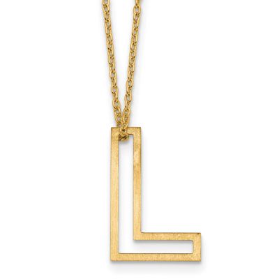 Cut Out Slide Initial L Necklace Sterling Silver Gold-plated XNA1474GP/L