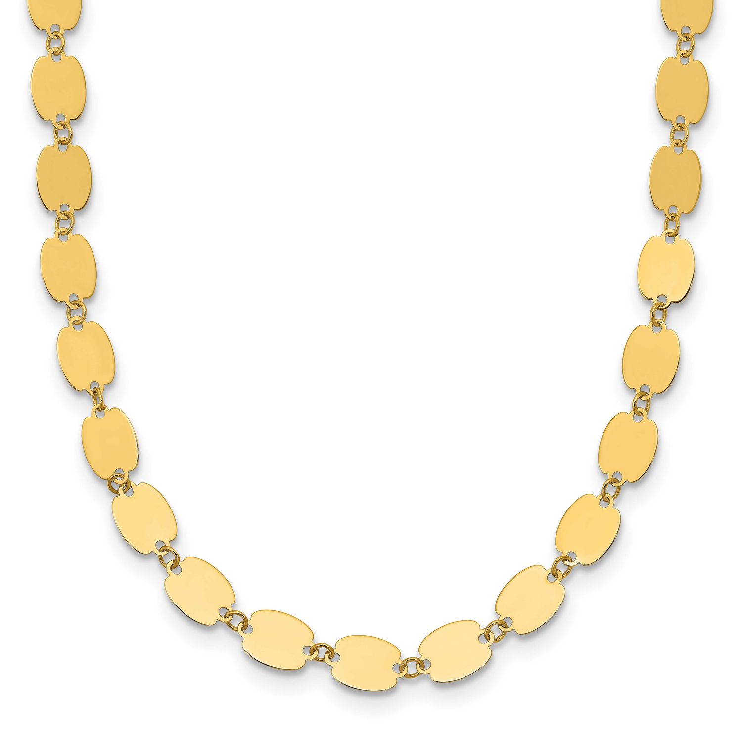 Fancy Mirror Link Necklace 14k Gold Polished LF2127-19