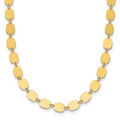Fancy Mirror Link Necklace 14k Gold Polished LF2127-19