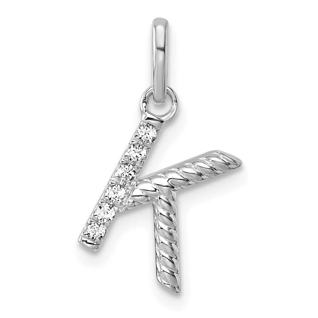 Twisted .05 Ct. Diamond Initial K Charm 14k White Gold PM10732K-WA