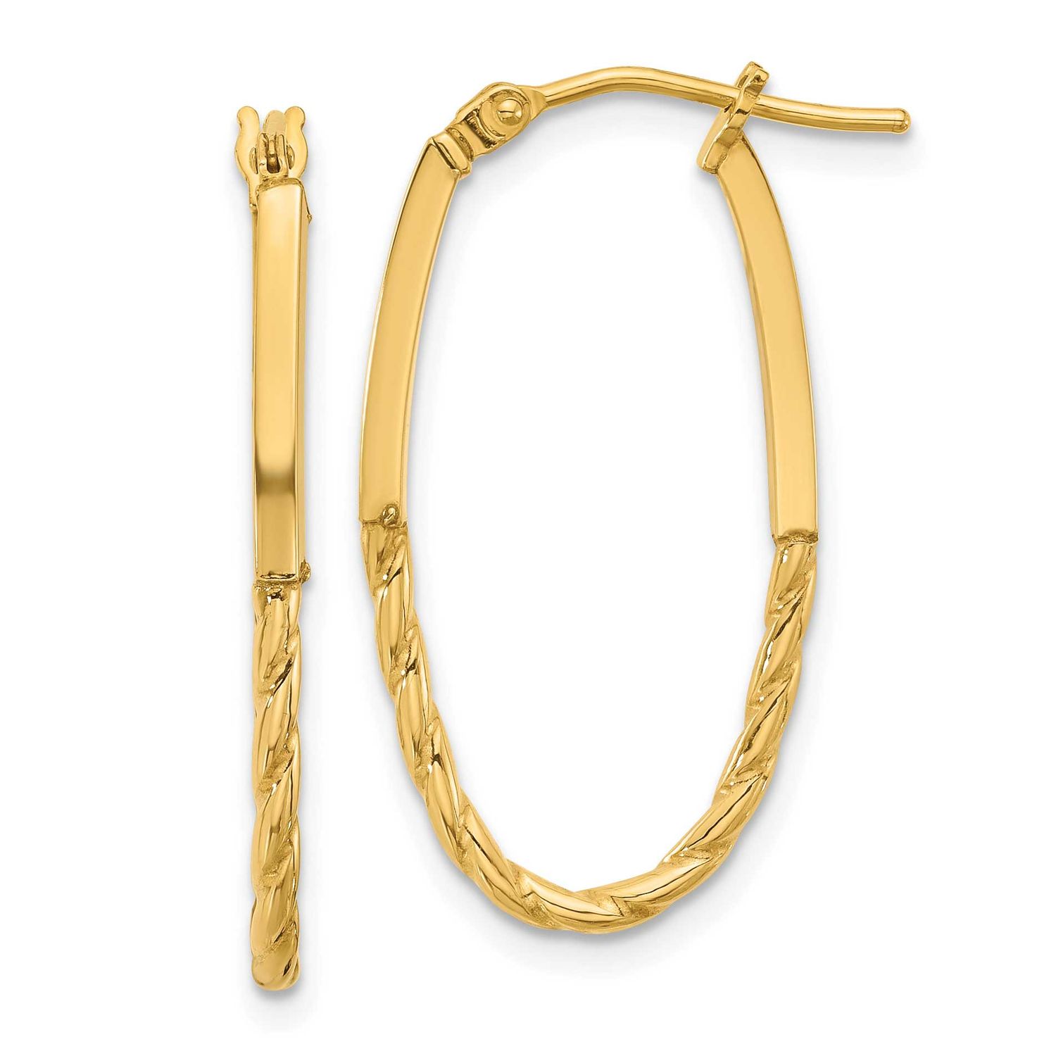 Oval Hoop Earrings 14k Gold Polished LE2589 196904344569