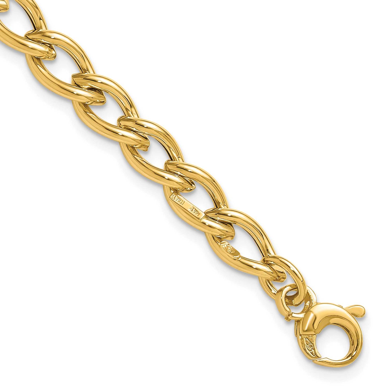 Fancy Oval Link Bracelet 14k Gold Polished LF1840-7.5 196904330654