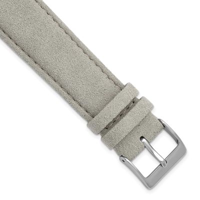 Debeer 24mm Grey Vegan Microfiber Stitched with Silver-Tone Buckle 7 Inch Watch Band BA563-24