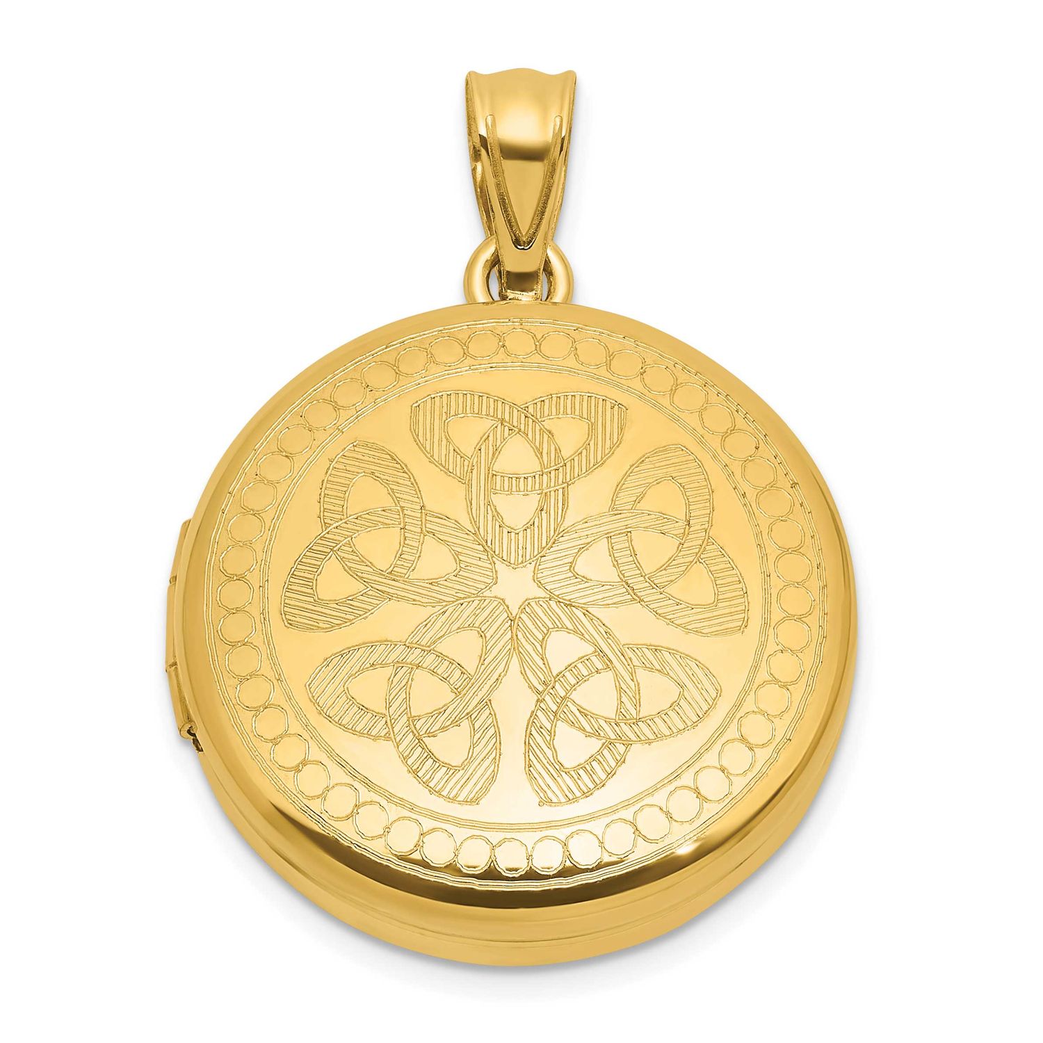 Gold-Plt Brushed / Polished Celtic Trinity 20mm Round Locke Sterling Silver QLS1177GP